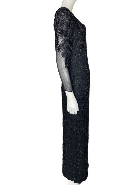 Vestido De Fiesta Jianini Maxi Bordado Negro - Talla 10