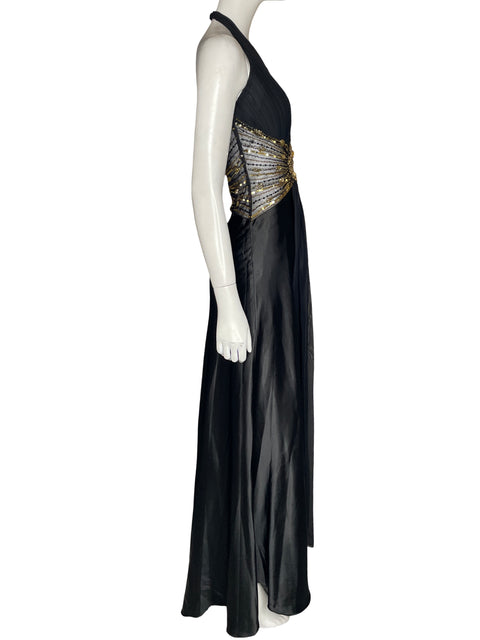 Vestido De Fiesta May Queen Halter Pedrería Negro - Talla 6