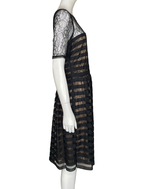 Vestido Muse Midi Encaje Negro - Talla 10
