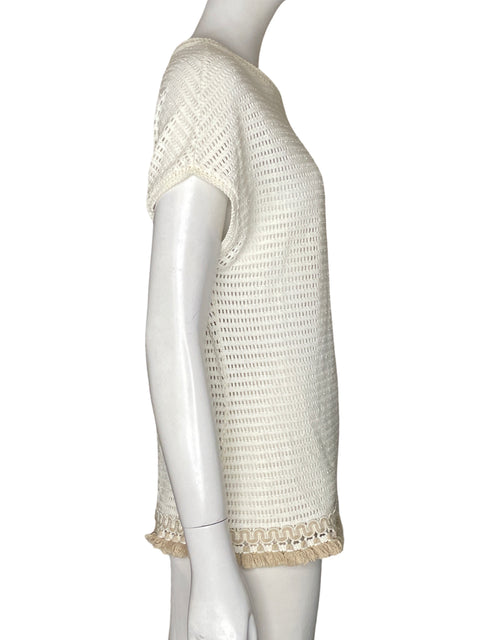 Blusa Lasserre de Algodón Cuello redondo Beige - Talla M