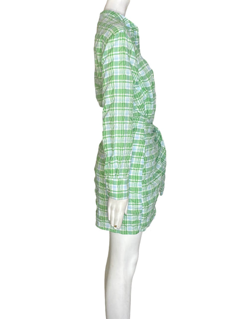 Vestido Mng de Algodón Cuadros Manga larga Verde - Talla M