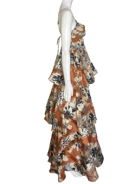 Vestido Luxxel Estampado Ruchas Marrón - Talla S