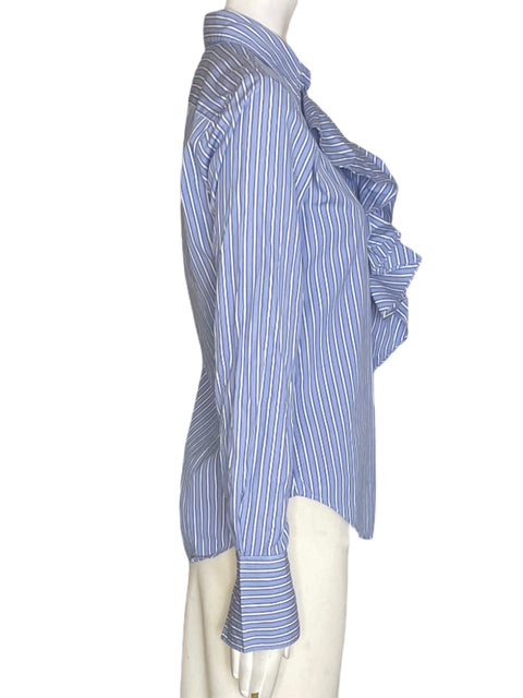 Camisa Ralph Lauren de Algodón Ruchas Botones Azul - Talla 8
