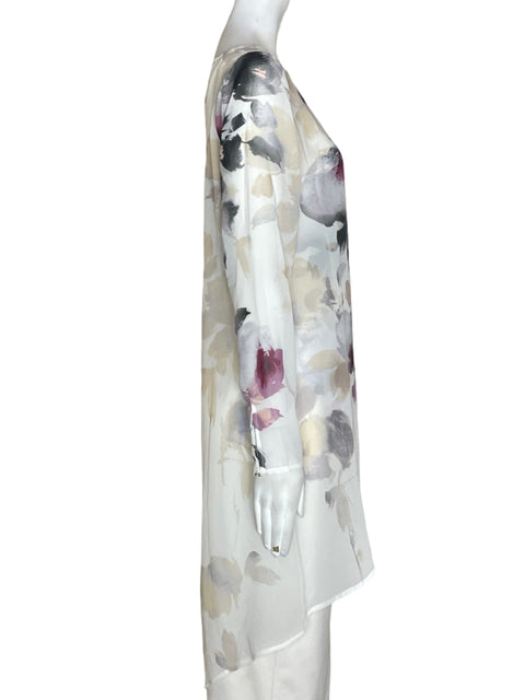 Blusa White House Black Market Transparente Floral Blanco - Talla 4