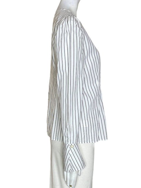 Blusa Ann Taylor de Algodón Rayas Cuello v Blanco - Talla 2