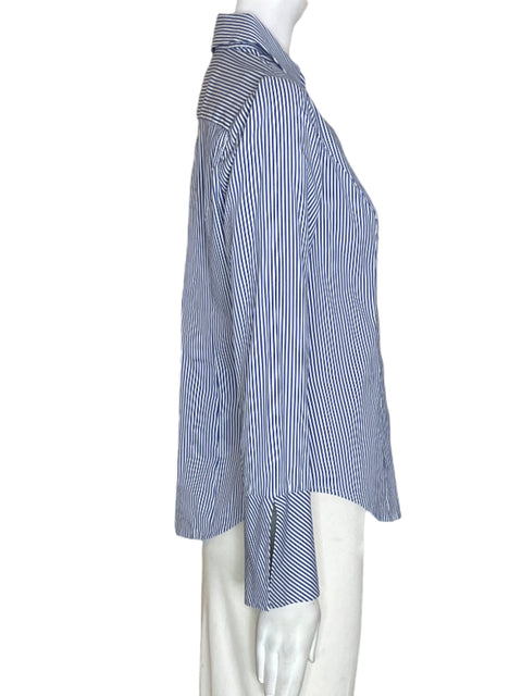 Camisa White House Black Market de Algodón Rayas Botones Azul - Talla 2