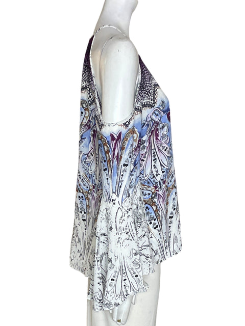 Blusa White House Black Market Estampado Tiras Negro - Talla 4