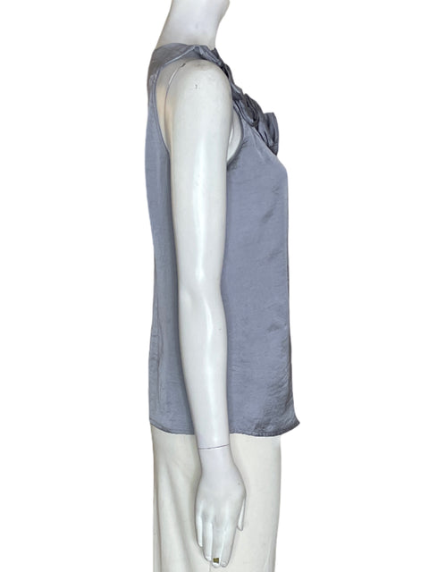 Blusa Ann Taylor Apliques Halter Gris - Talla 2