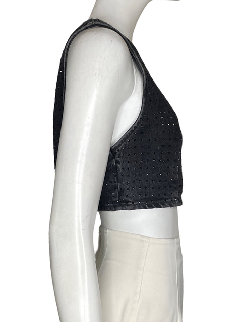 Top Zara de Algodón Asimétrico Brillo Negro - Talla M