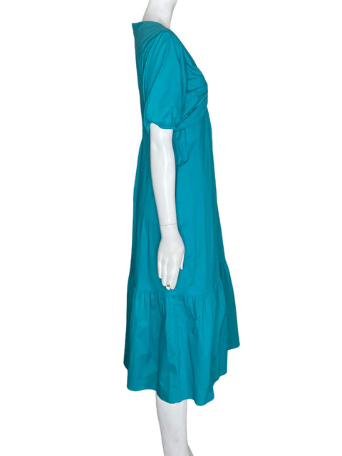 Vestido Donna Morgan de Algodón Manga corta Cuello v Azul - Talla 2