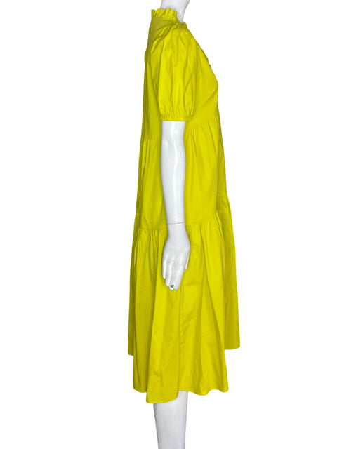 Vestido Donna Morgan de Algodón Cuello v Midi Amarillo - Talla 2