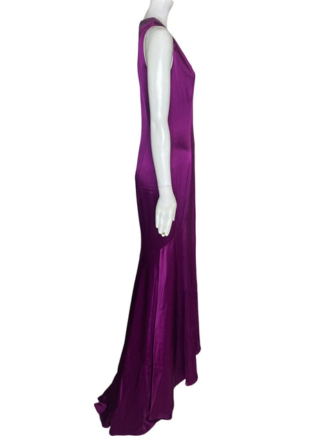 Vestido De Fiesta St. John Pedreria Cuello v Morado - Talla 2