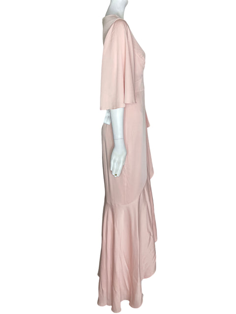 Vestido De Fiesta Bcbg Asimétrico Vuelos Beige - Talla 2