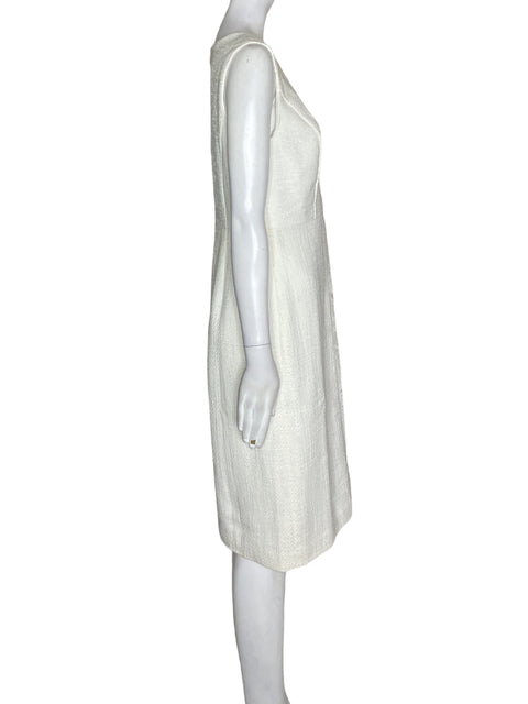 Vestido Ann Taylor Texturizado Sin mangas Blanco - Talla 4