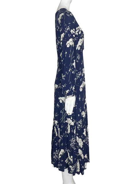 Vestido Massimo Dutti Cuello v Maxi Azul - Talla 4
