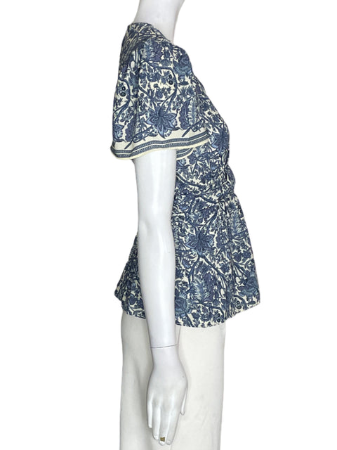 Blusa Max Studio Estampado Manga corta Azul - Talla XS