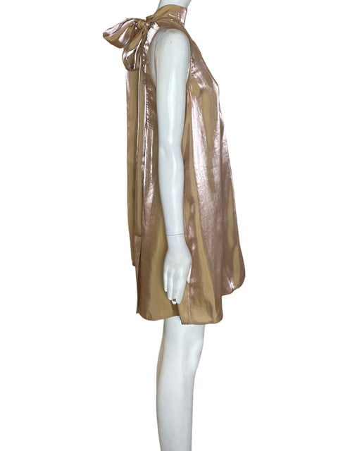 Vestido Staud Halter Satinado Marrón - Talla M