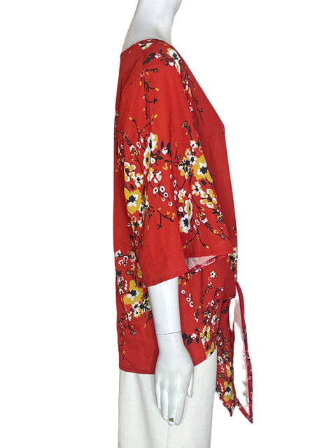 Blusa Bluetime Cuello v Estampado Rojo - Talla L