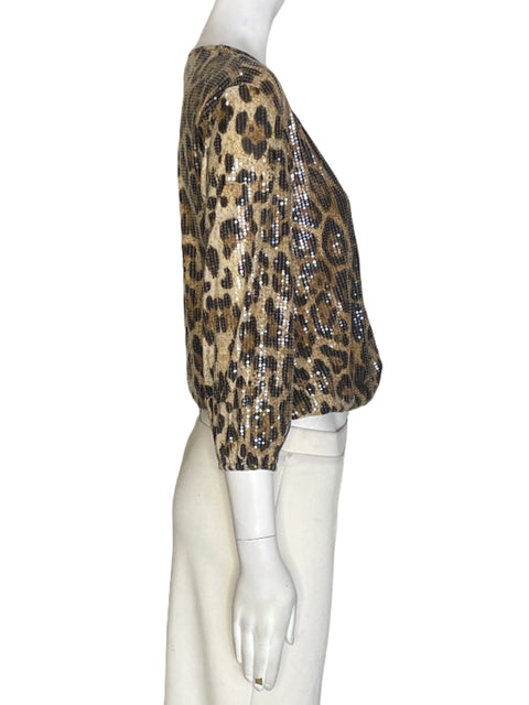 Blusa Studio F Animal print Cruzado Marrón - Talla XS