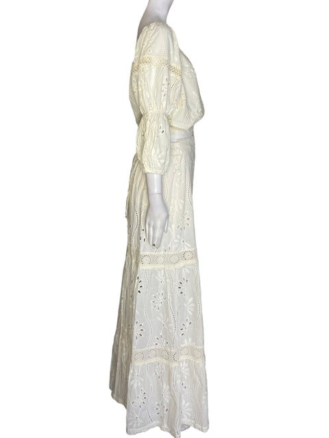Conjunto Studio F de Algodón Falda/blusa Abullonado Beige - Talla S
