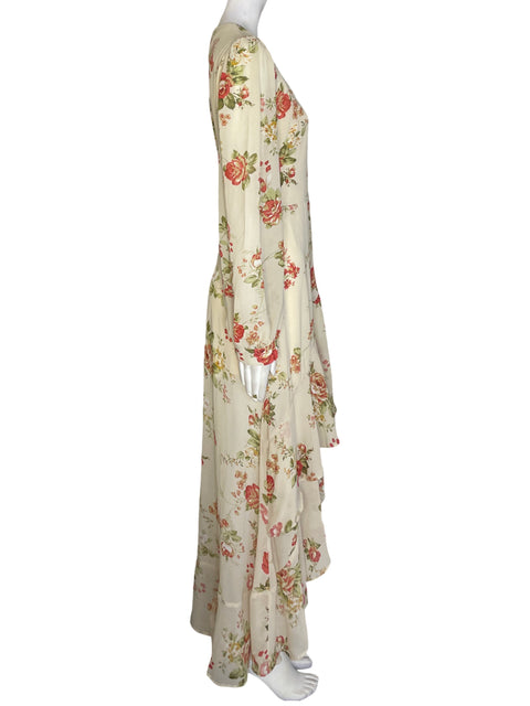 Vestido Via Vai Estampado Cuello v Beige - Talla L