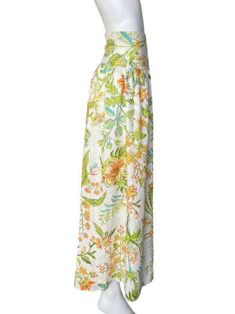 Falda Rachel Roy de Lino Maxi Estampado Verde - Talla M