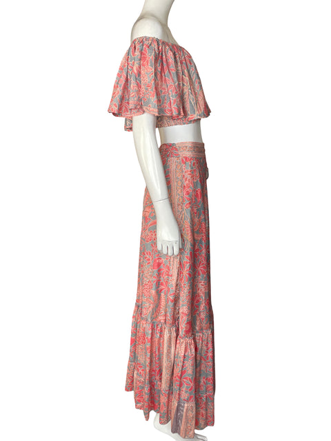Conjunto Blé Resort Off-shoulder Floral Rosado - Talla M