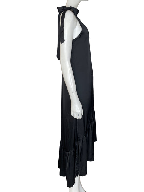 Vestido Paula Zuleta Cuello v Satinado Negro - Talla S
