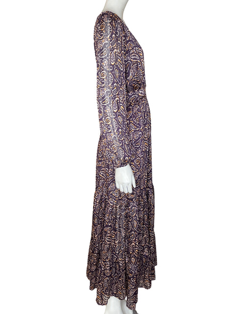 Vestido Natura Cuello v Brillo Morado - Talla M