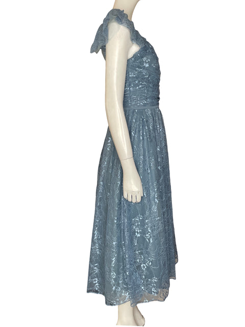 Vestido Morilee Por Madeline Gardner Vuelos Encaje Azul - Talla S