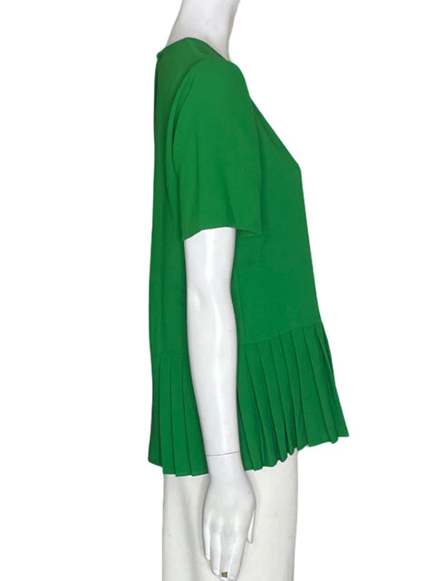 Blusa Zara Liso Plisado Verde - Talla XS