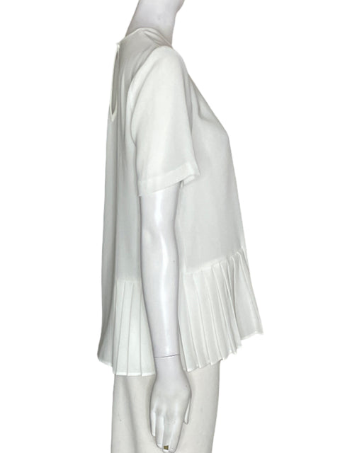 Blusa Zara Liso Plisado Blanco - Talla XS