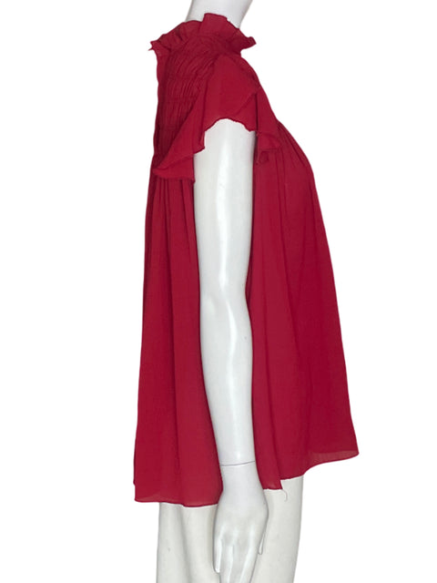 Blusa Zara Ruchas Suelto Rojo - Talla XS