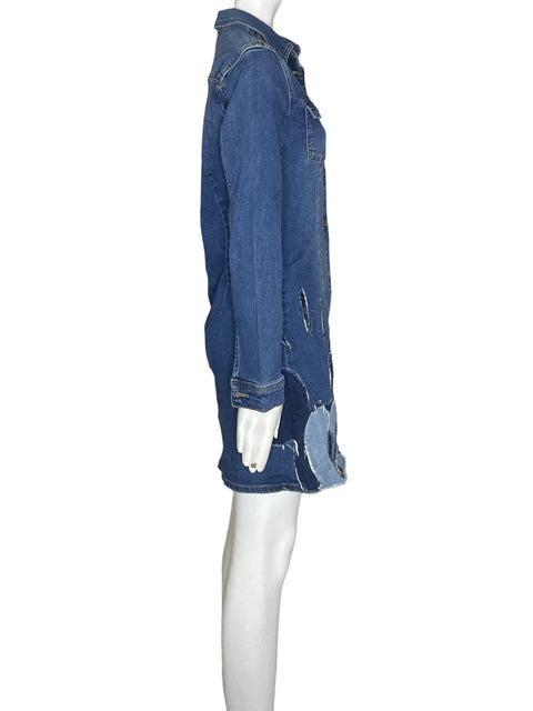 Vestido Desigual Mini Manga larga Azul - Talla S