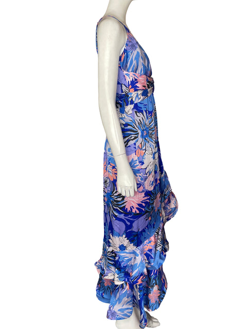 Vestido Via Vai Cuello v Estampado Azul - Talla S