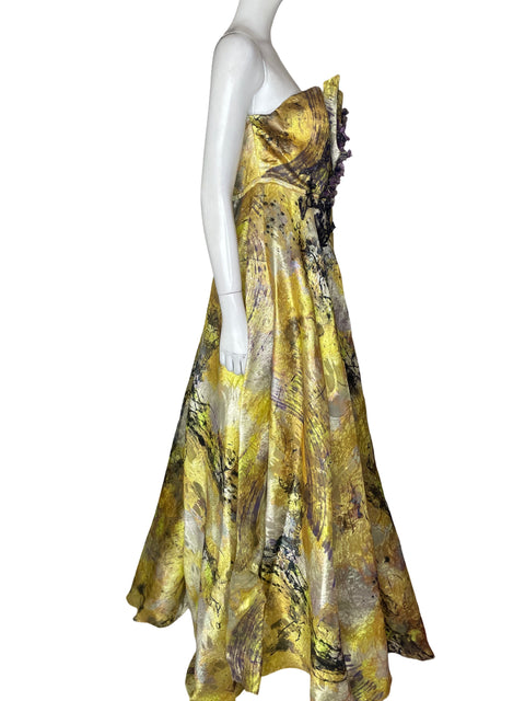 Vestido De Fiesta Tesoro Tps Maxi Apliques Amarillo - Talla M