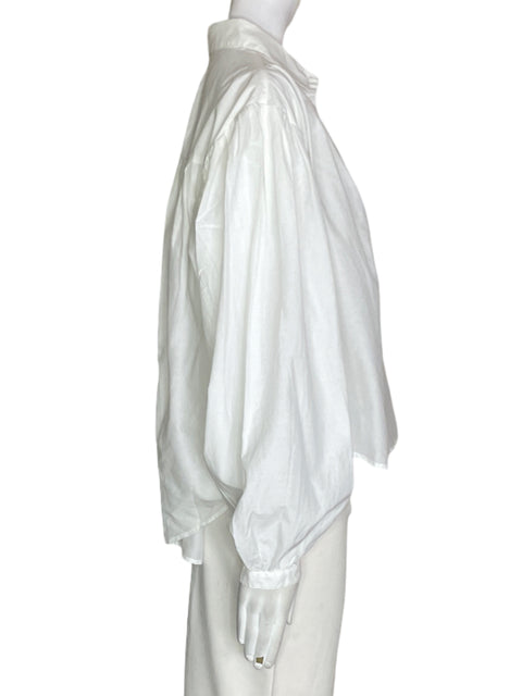 Blusa Polo Ralph Lauren de Algodón Abullonado Botones Blanco - Talla S