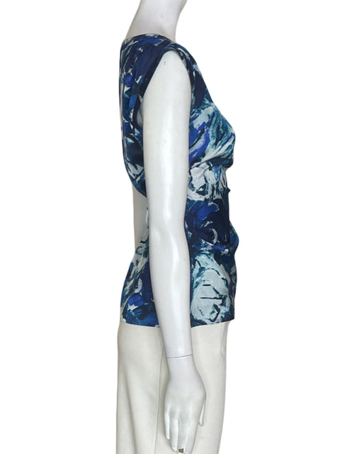 Blusa Ann Taylor Sin mangas Estampado Azul - Talla 0
