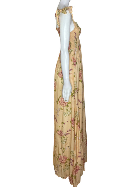 Vestido Agua Bendita de Viscosa Tiras Maxi Beige - Talla M