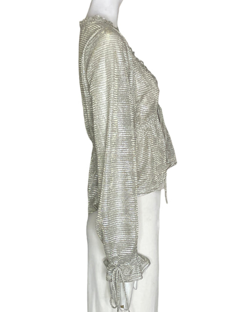 Blusa Line+dot Ruchas Manga larga Gris - Talla XS