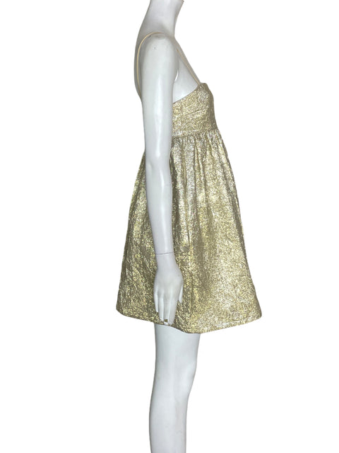 Vestido Oysho Strapless Suelto Dorado - Talla XS