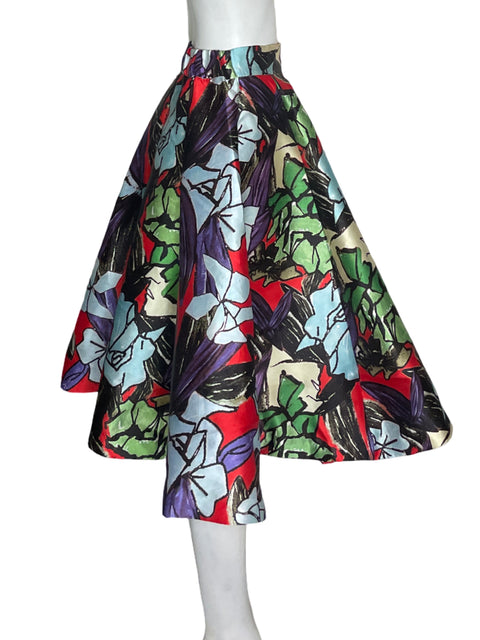 Falda Gracia Floral Vuelos Rojo - Talla L