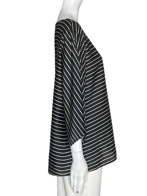 Blusa Chico's Rayas Cuello redondo Negro - Talla 2