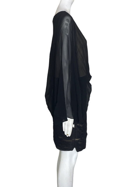 Vestido Bcbg Oneshoulders Midi Negro - Talla L
