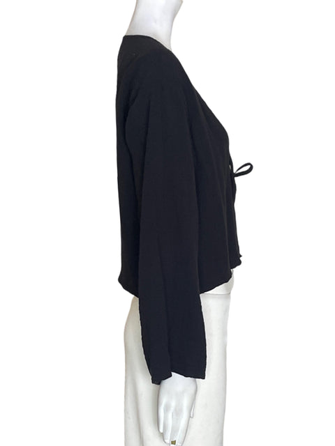 Blusa H&m Cuello v Manga larga Negro - Talla XXS