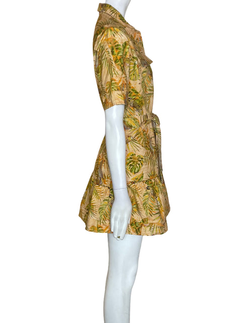 Vestido Desigual de Algodón Estampado Manga corta Amarillo - Talla M