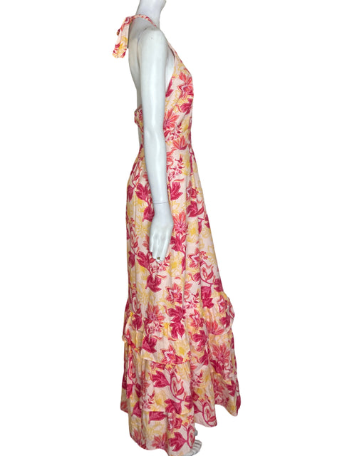 Vestido Du Paradise de Algodón Estampado Halter Rosado - Talla S