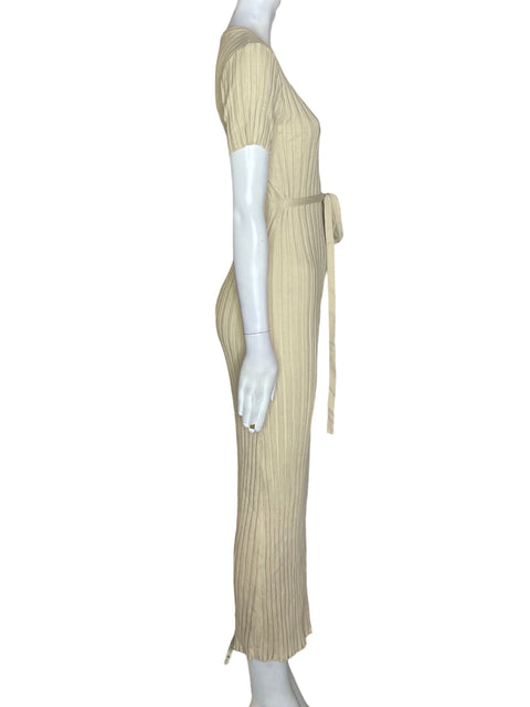 Vestido Tesoro Tps de Viscosa Ajustado Manga corta Beige - Talla S