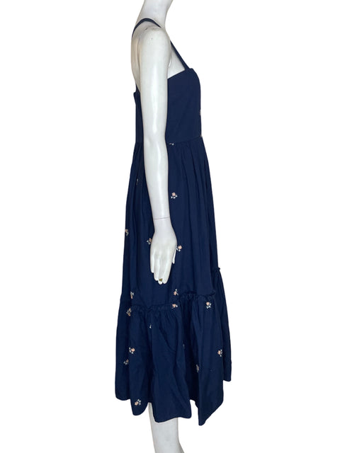 Vestido Tesoro Tps Tiras Midi Azul - Talla S
