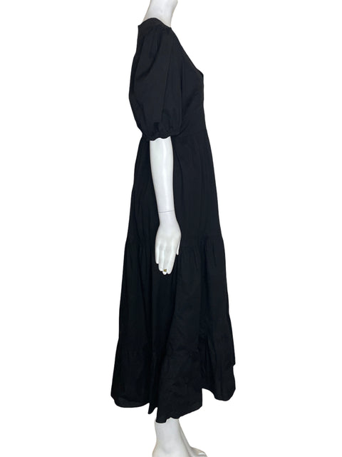 Vestido Tesoro Tps de Algodón Cuello v Abullonado Negro - Talla S